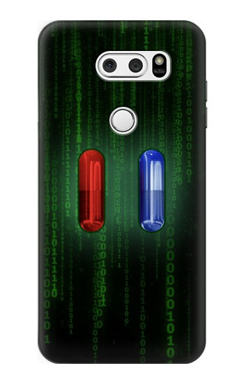 S3816 Comprimé Rouge Comprimé Bleu Capsule Etui Coque Housse pour LG V30, LG V30 Plus, LG V30S ThinQ, LG V35, LG V35 ThinQ