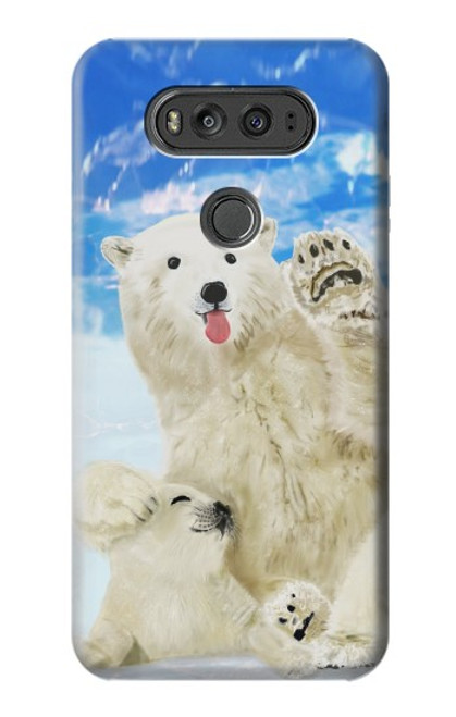 S3794 Ours polaire arctique amoureux de la peinture de phoque Etui Coque Housse pour LG V20