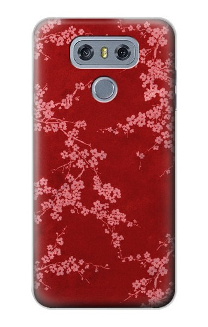 S3817 Motif de fleurs de cerisier floral rouge Etui Coque Housse pour LG G6