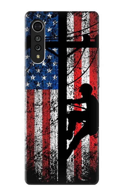 S3803 Électricien monteur de lignes drapeau américain Etui Coque Housse pour LG Velvet