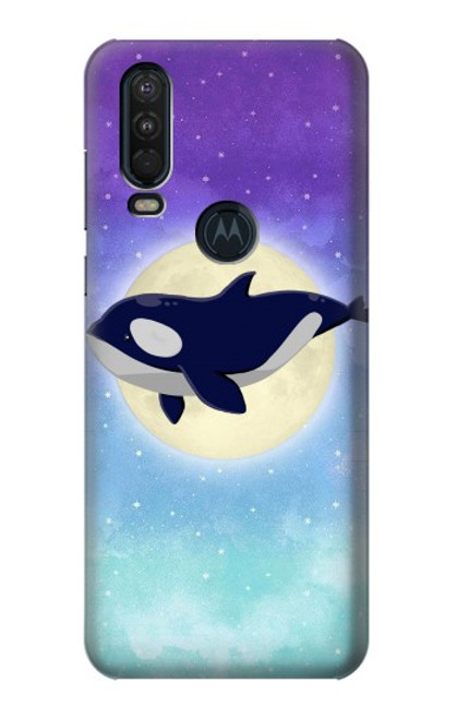 S3807 Killer Whale Orca Lune Pastel Fantaisie Etui Coque Housse pour Motorola One Action (Moto P40 Power)