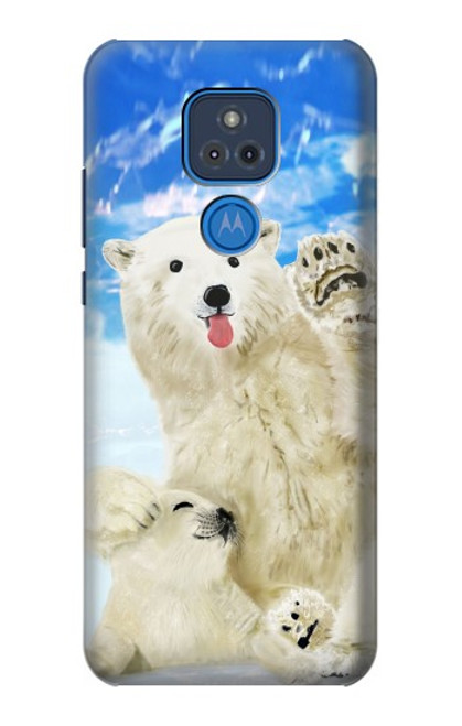 S3794 Ours polaire arctique amoureux de la peinture de phoque Etui Coque Housse pour Motorola Moto G Play (2021)