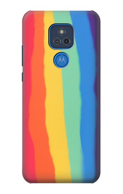 S3799 Arc-en-ciel aquarelle vertical mignon Etui Coque Housse pour Motorola Moto G Play (2021)