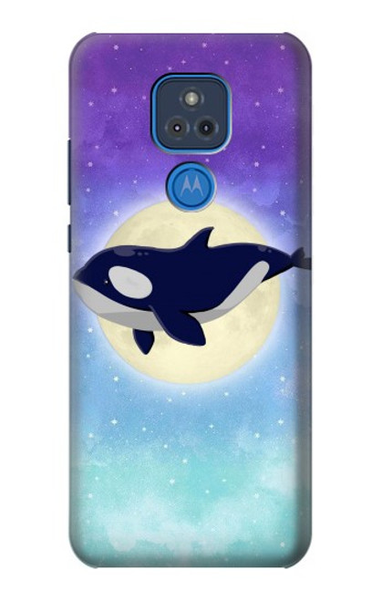 S3807 Killer Whale Orca Lune Pastel Fantaisie Etui Coque Housse pour Motorola Moto G Play (2021)
