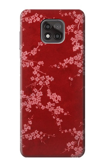 S3817 Motif de fleurs de cerisier floral rouge Etui Coque Housse pour Motorola Moto G Power (2021)
