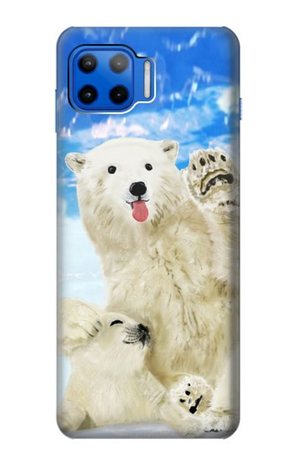 S3794 Ours polaire arctique amoureux de la peinture de phoque Etui Coque Housse pour Motorola Moto G 5G Plus