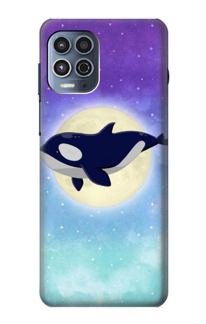 S3807 Killer Whale Orca Lune Pastel Fantaisie Etui Coque Housse pour Motorola Moto G100