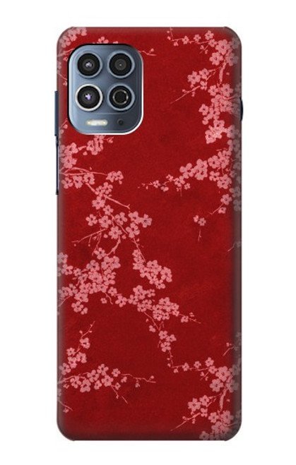 S3817 Motif de fleurs de cerisier floral rouge Etui Coque Housse pour Motorola Moto G100