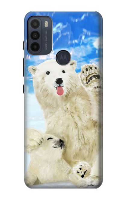 S3794 Ours polaire arctique amoureux de la peinture de phoque Etui Coque Housse pour Motorola Moto G50