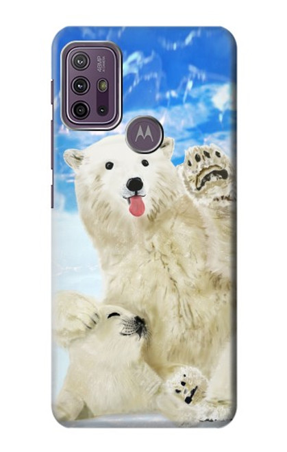 S3794 Ours polaire arctique amoureux de la peinture de phoque Etui Coque Housse pour Motorola Moto G10 Power