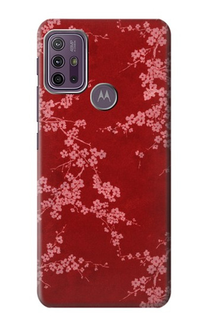 S3817 Motif de fleurs de cerisier floral rouge Etui Coque Housse pour Motorola Moto G10 Power