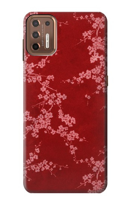 S3817 Motif de fleurs de cerisier floral rouge Etui Coque Housse pour Motorola Moto G9 Plus