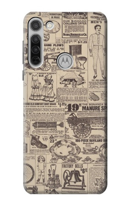 S3819 Papier Vintage rétro Etui Coque Housse pour Motorola Moto G8