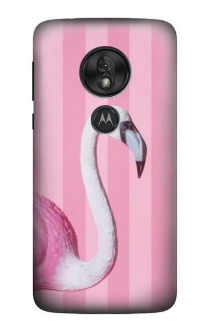 S3805 Flamant Rose Pastel Etui Coque Housse pour Motorola Moto G7 Power