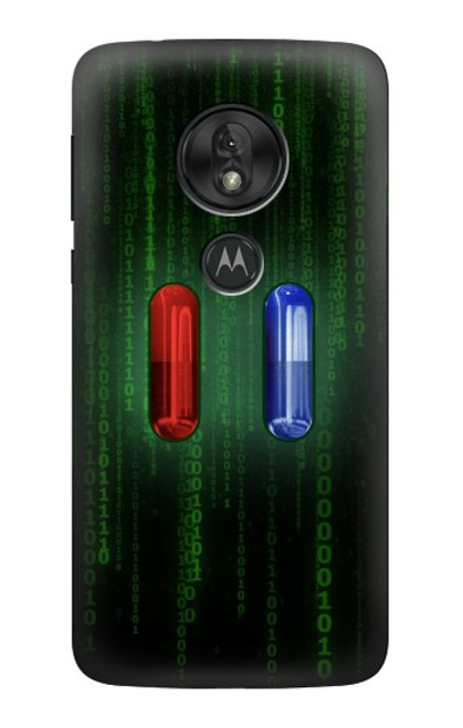 S3816 Comprimé Rouge Comprimé Bleu Capsule Etui Coque Housse pour Motorola Moto G7 Power