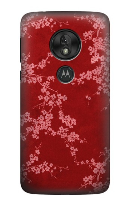 S3817 Motif de fleurs de cerisier floral rouge Etui Coque Housse pour Motorola Moto G7 Power