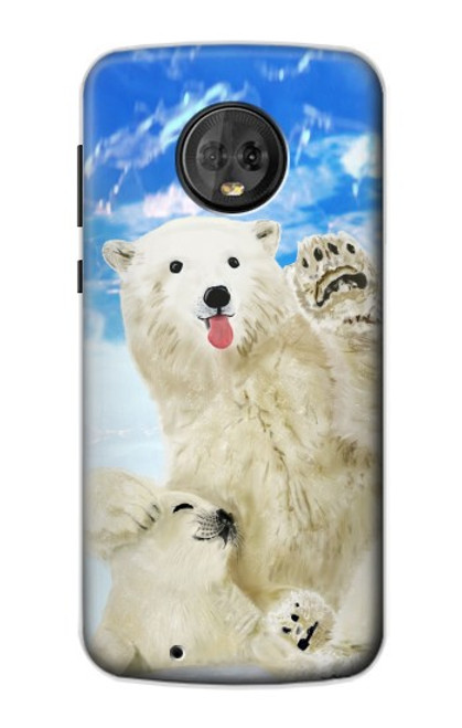 S3794 Ours polaire arctique amoureux de la peinture de phoque Etui Coque Housse pour Motorola Moto G6