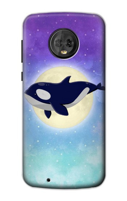 S3807 Killer Whale Orca Lune Pastel Fantaisie Etui Coque Housse pour Motorola Moto G6