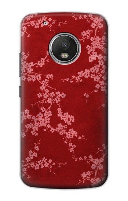 S3817 Motif de fleurs de cerisier floral rouge Etui Coque Housse pour Motorola Moto G5 Plus