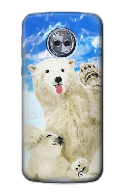 S3794 Ours polaire arctique amoureux de la peinture de phoque Etui Coque Housse pour Motorola Moto X4