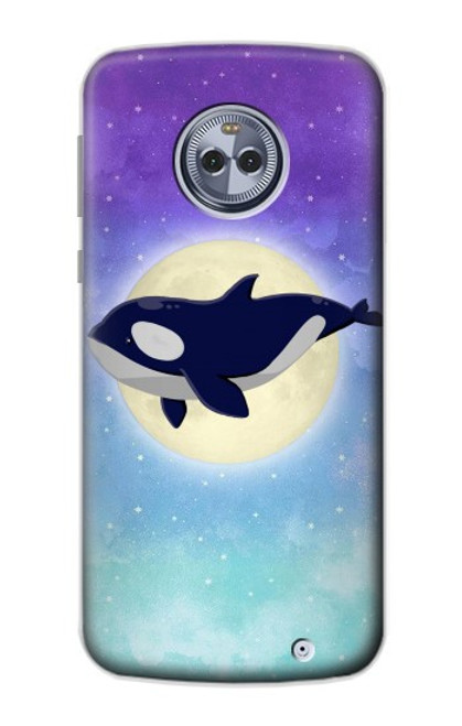 S3807 Killer Whale Orca Lune Pastel Fantaisie Etui Coque Housse pour Motorola Moto X4