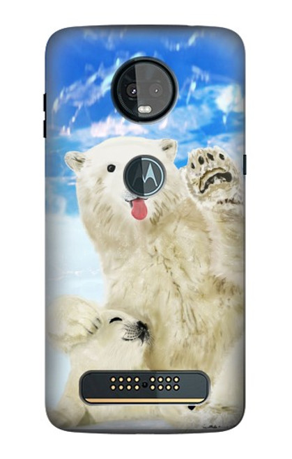 S3794 Ours polaire arctique amoureux de la peinture de phoque Etui Coque Housse pour Motorola Moto Z3, Z3 Play