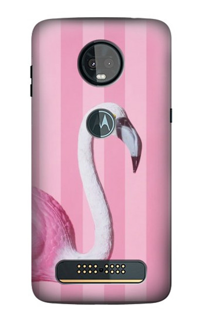 S3805 Flamant Rose Pastel Etui Coque Housse pour Motorola Moto Z3, Z3 Play