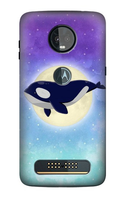 S3807 Killer Whale Orca Lune Pastel Fantaisie Etui Coque Housse pour Motorola Moto Z3, Z3 Play
