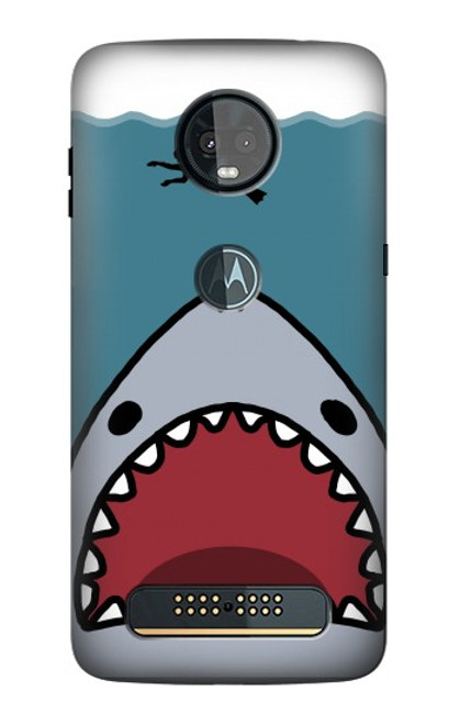 S3825 Plongée en mer de requin de dessin animé Etui Coque Housse pour Motorola Moto Z3, Z3 Play