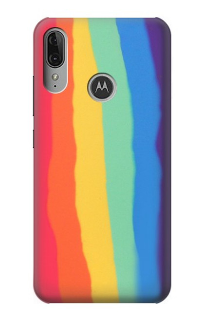 S3799 Arc-en-ciel aquarelle vertical mignon Etui Coque Housse pour Motorola Moto E6 Plus, Moto E6s