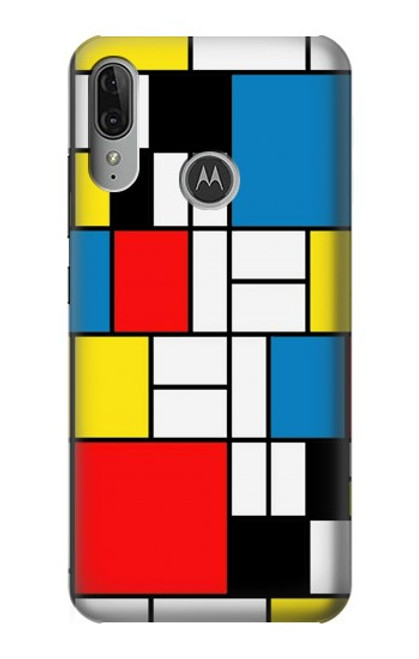 S3814 Composition de dessin au trait Piet Mondrian Etui Coque Housse pour Motorola Moto E6 Plus, Moto E6s