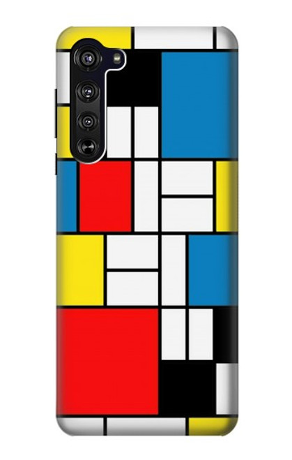 S3814 Composition de dessin au trait Piet Mondrian Etui Coque Housse pour Motorola Edge