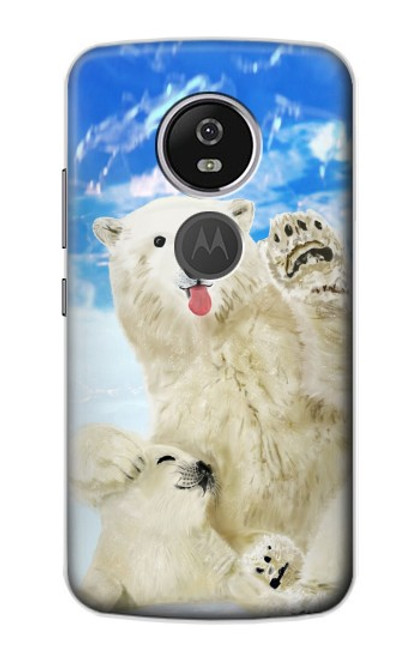 S3794 Ours polaire arctique amoureux de la peinture de phoque Etui Coque Housse pour Motorola Moto E5 Plus