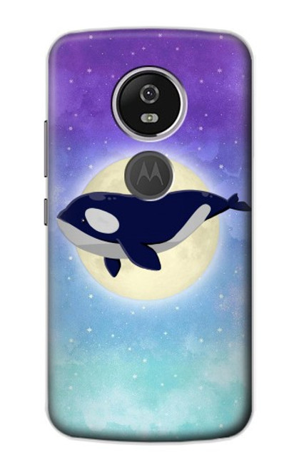 S3807 Killer Whale Orca Lune Pastel Fantaisie Etui Coque Housse pour Motorola Moto E5 Plus