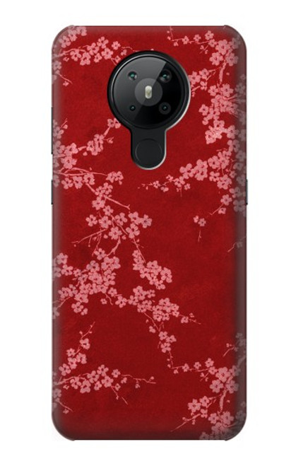 S3817 Motif de fleurs de cerisier floral rouge Etui Coque Housse pour Nokia 5.3