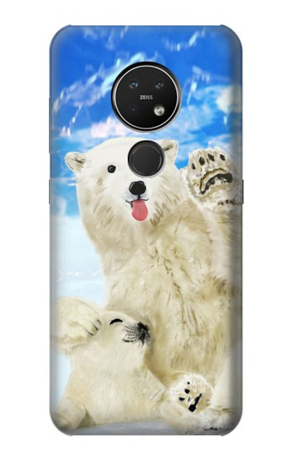 S3794 Ours polaire arctique amoureux de la peinture de phoque Etui Coque Housse pour Nokia 7.2