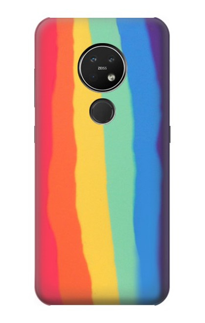 S3799 Arc-en-ciel aquarelle vertical mignon Etui Coque Housse pour Nokia 7.2