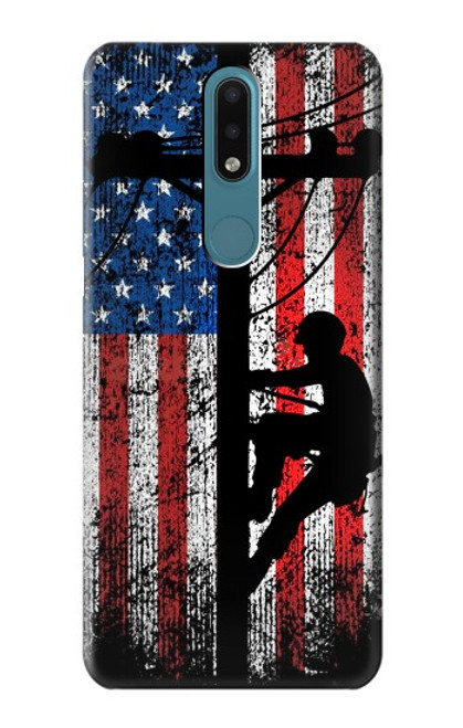 S3803 Électricien monteur de lignes drapeau américain Etui Coque Housse pour Nokia 2.4