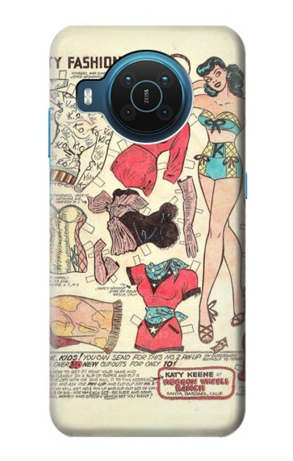 S3820 Poupée de papier de mode de cow-girl vintage Etui Coque Housse pour Nokia X20