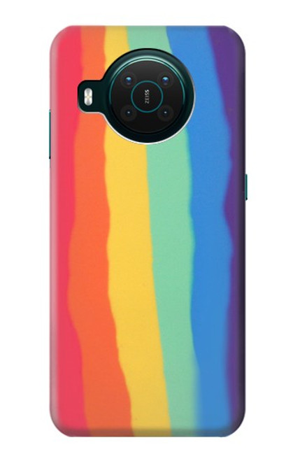 S3799 Arc-en-ciel aquarelle vertical mignon Etui Coque Housse pour Nokia X10