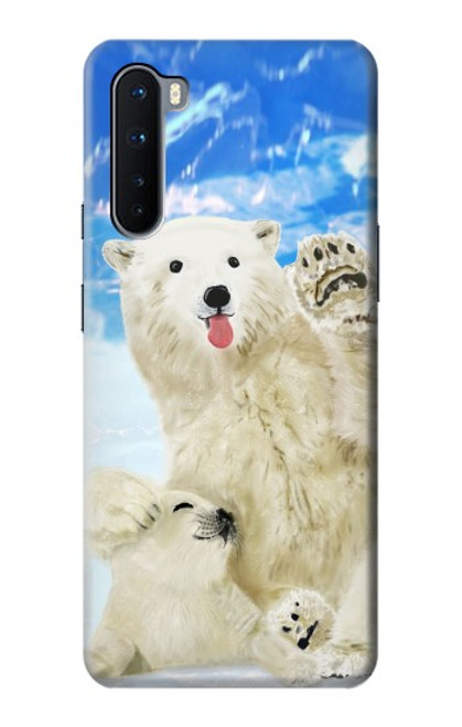 S3794 Ours polaire arctique amoureux de la peinture de phoque Etui Coque Housse pour OnePlus Nord