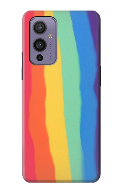 S3799 Arc-en-ciel aquarelle vertical mignon Etui Coque Housse pour OnePlus 9