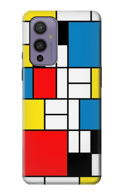 S3814 Composition de dessin au trait Piet Mondrian Etui Coque Housse pour OnePlus 9