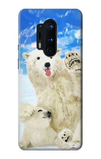 S3794 Ours polaire arctique amoureux de la peinture de phoque Etui Coque Housse pour OnePlus 8 Pro