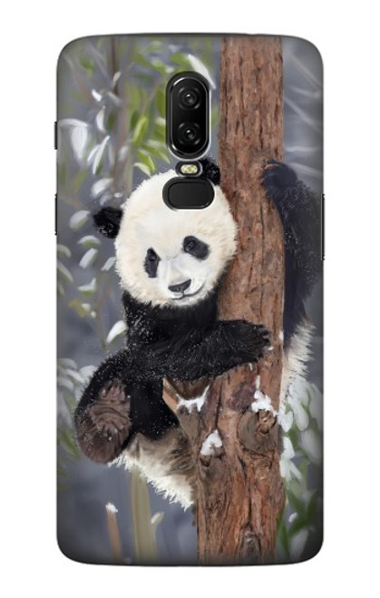 S3793 Peinture de neige mignon bébé panda Etui Coque Housse pour OnePlus 6