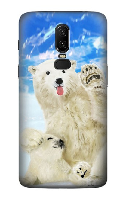 S3794 Ours polaire arctique amoureux de la peinture de phoque Etui Coque Housse pour OnePlus 6