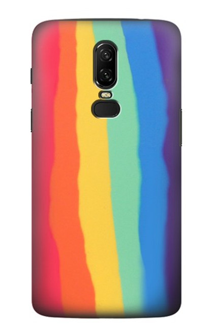 S3799 Arc-en-ciel aquarelle vertical mignon Etui Coque Housse pour OnePlus 6