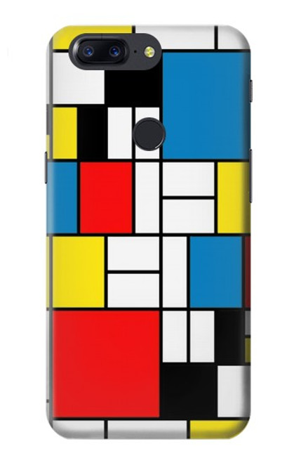 S3814 Composition de dessin au trait Piet Mondrian Etui Coque Housse pour OnePlus 5T