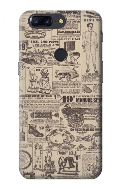 S3819 Papier Vintage rétro Etui Coque Housse pour OnePlus 5T