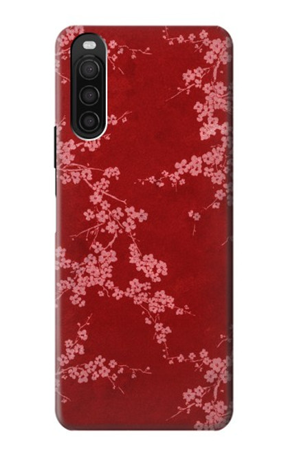 S3817 Motif de fleurs de cerisier floral rouge Etui Coque Housse pour Sony Xperia 10 III